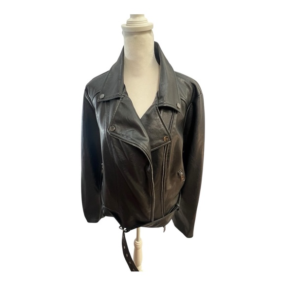 ELODIE Women's Black Faux Leather Jacket SZ XL - Picture 10 of 11